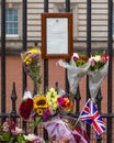 Notice of the Queens Death on the Gates of Buckingham Palace in London Royalty Free Stock Photo