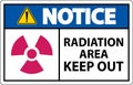 Notice Radiation Area Keep Out Sign On White Background