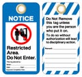 Notice Restricted Area Do Not Enter Tag Template Label Symbol Sign, Vector Illustration, Isolate On White Background. EPS10