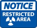 Notice Restricted Area Sign On White Background