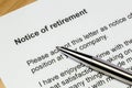 Notice of retirement letter closeup