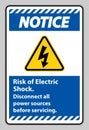 Notice Risk of electric shock Symbol Sign Isolate on White Background Royalty Free Stock Photo