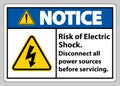 Notice Risk of electric shock Symbol Sign Isolate on White Background Royalty Free Stock Photo