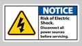 Notice Risk of electric shock Symbol Sign Isolate on White Background Royalty Free Stock Photo