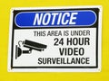 Notice 24 Hour Video Surveillance Royalty Free Stock Photo