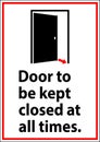 Notice Sign, Door To Be Kept Closed At All Times