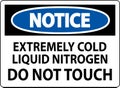 Notice Sign Extremely Cold Liquid Nitrogen Do Not Touch