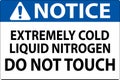 Notice Sign Extremely Cold Liquid Nitrogen Do Not Touch