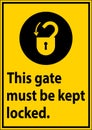 Notice Sign, Gate Must Be Kept Locked Royalty Free Stock Photo