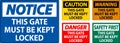 Notice Sign, Gate Must Be Kept Locked Royalty Free Stock Photo