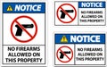 Notice Sign No Firearms Allowed On This Property Royalty Free Stock Photo