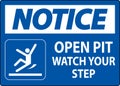 Notice Sign Open Pit, Watch Your Step Royalty Free Stock Photo