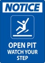 Notice Sign Open Pit, Watch Your Step Royalty Free Stock Photo