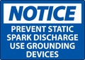 Notice Sign Prevent Static Spark Discharge Use Grounding Devices
