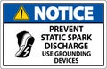 Notice Sign Prevent Static Spark Discharge, Use Grounding Devices Royalty Free Stock Photo