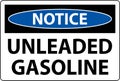 Notice Sign Unleaded Gasoline On White Background