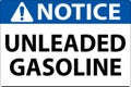 Notice Sign Unleaded Gasoline On White Background