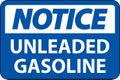 Notice Sign Unleaded Gasoline On White Background