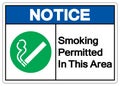 Notice Smoking Permitted In This Area Symbol Sign ,Vector Illustration, Isolate On White Background Label. EPS10 Royalty Free Stock Photo