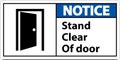 Notice Stand Clear Of Door Symbol Sign On White Background