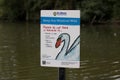 18 July 2020 - St Albans, UK: Warning sign to not feed wildfowl Royalty Free Stock Photo