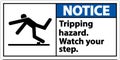 Notice Watch Your Step Tripping Hazard Sign On White Background Royalty Free Stock Photo