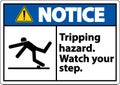 Notice Watch Your Step Tripping Hazard Sign On White Background Royalty Free Stock Photo