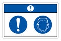 Notice Wear Earplugs Symbol Sign, Vector Illustration, On White Background Label. EPS10