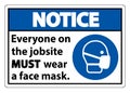 Notice Wear A Face Mask Sign Isolate On White Background