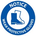 Notice Wear Protective Footwear Sign On White Background