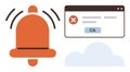 Notification Alert Bell with Error Popup and Cloud Symbol for Digital Interface Concepts Royalty Free Stock Photo
