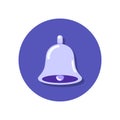 Notification bell icon flat vector illustration isolated on blue background Royalty Free Stock Photo