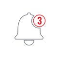 Notification bell icon for incoming inbox message. Application button vector design. Modern line art style design. Royalty Free Stock Photo