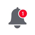 Notification bell icon vector inbox message