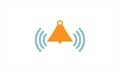 Notification Bell Icon logo in minimal flat design vector template illustration Royalty Free Stock Photo