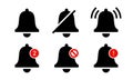 Notification bell icon set. Silhouette bell icon alert.