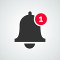 Notification bell icon vector inbox message