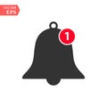 Notification bell icon. Vector bell and notification number sign for incoming inbox message in smartphone application Royalty Free Stock Photo