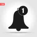 Notification bell icon. Vector bell and notification number sign for incoming inbox message in smartphone application Royalty Free Stock Photo