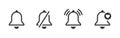 Notification bell icons. Linear notification icons. Incoming inbox message icons. Reminder icons. Vector icons