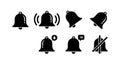 Notification bell icons set with silent and alert variations for user interface design and digital communication elements vector Royalty Free Stock Photo