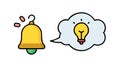 Notification Bell with Idea Lightbulb, Creative Alert, vector design Generative AI Royalty Free Stock Photo