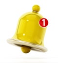 Notification bell isolated on white background. 3D illustration Royalty Free Stock Photo