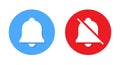 Notification bell on off icon vector. Mute reminder button