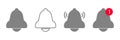 Notification bell outline icons set. Alarm and alert symbols. Incoming inbox message. Ringing bells. Vector illustration. EPS 10