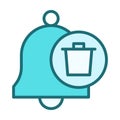 Notification Bell with Trash Symbol Flat Colored Style for Cleanup Alerts and Content Management Royalty Free Stock Photo