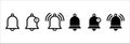 Notification bell vector icon set. Reminder icons collection. Alarm symbol illustration. Ringing bells. Alarm clock and smart