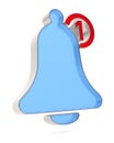 Notification bell on white background. Isolated 3D illustration Royalty Free Stock Photo