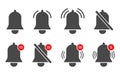 Notification bells. Icons of alert, reminder, alarm and notice. Logo and button for chat, message, doorbell, application. Social