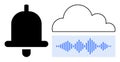 Notification and Cloud Storage Concept Sound Wave Icon Indicating Digital Audio Alerts and Data Synchronization Royalty Free Stock Photo
